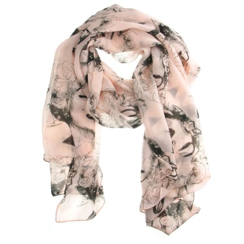Lightweight 2013 Women's Gauzy Marilyn Monroe & Boutique Designs Long Silk Blend Chiffon Scarf Wrap Shawl Christmas Gifts - Pink (Pink)