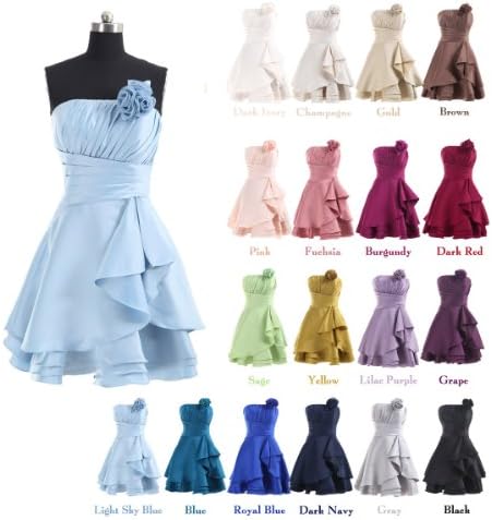 LandyBridal Women's Knee Length Pleated Flower Satin Formal Gown Fuchsia XL