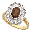 14K Two-Tone Gold Smoky Quartz and Diamond Ring