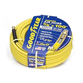 GOODYEAR 46506 3/8-Inch by 100-Feet 250 PSI Rubber Air Hose With 1/4-Inch MNPT Ends and Bend Restrictors