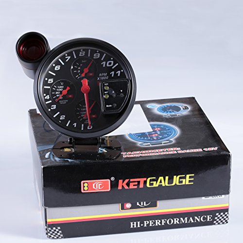 Performance Universal 4.7 inch 4 in 1 LED 11K RPM Tachometer Oil Water Pressure Temp Gauge with Shift Light