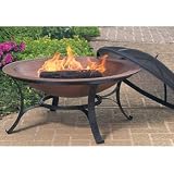 CobraCo FB6132 Round Cast Iron Copper Finish Fire Bowl with Screen and Cover
