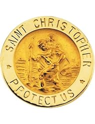 St. Christopher Lapel Pin in 14k Yellow Gold