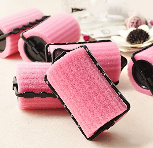 8 pcs DIY Natural Curly Hair Helper Pink Sponge Hair Styler Curler Roller Self Lock Hold for Lady Beauty Use Tools AOSTEK(TM)
