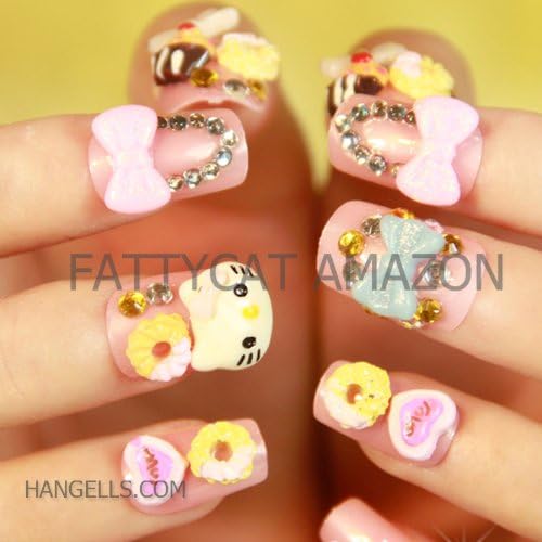 FASHION JAPANESE 3D NAIL ART (Kitty Cute Pink) 24 nails Sold By FATTYCAT