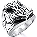 INBLUE Men's Stainless Steel Ring Silver Tone Black Size9