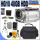 Canon HG10 40GB Hard Disk Drive HDD Digital Camcorder w/ 10x Optical Zoom (2183B001) - Extra Battery - Quick-Rapid Battery Charger - 3pc Filter Kit + MORE BigVALUEInc Accessory Saver Deluxe Bundle