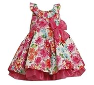 Girls Glittering   Cotton/Organza Halter  Dress With a Bow(s) and Ruffles