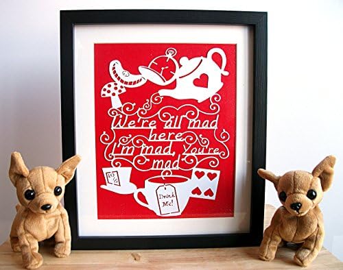 Unframed Alice in Wonderland Paper Cut Wall Art Paper cut - Stencil Effect - Choose your colors