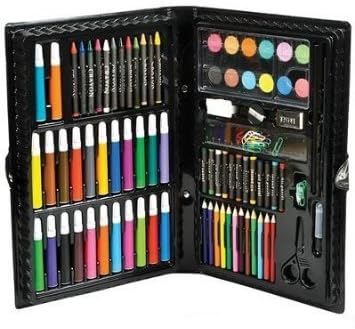 Kids Deluxe Art Set Includes Fiber Pens, Colored Pencils, Oil Pastels, Paint Tablets, Paper Clips, Scissors, Glue, a Sharpener, an Eraser, and More (101 Pieces)