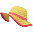 Kids 4-12 UPF 50+ Sun Beach Hat Floppy Adjustable Natural with Pink