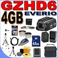 JVC Everio GZ-HD6 120GB Hard Drive HDD 3CCD Camcorder with 10x Optical Zoom PLUS 4GB SDHC Memory Card - Extra Rechargeable Battery - Rapid External Charger - 3 Piece Filter Kit - 0.45x Wide Angle & 2x Telephoto Lenses - HDMI Cable - GZHD6 BigVALUEInc Accessory Saver Bundle + MORE