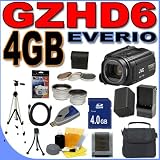 JVC Everio GZ-HD6 120GB Hard Drive HDD 3CCD Camcorder with 10x Optical Zoom PLUS 4GB SDHC Memory Card - Extra Rechargeable Battery - Rapid External Charger - 3 Piece Filter Kit - 0.45x Wide Angle & 2x Telephoto Lenses - HDMI Cable - GZHD6 BigVALUEInc Accessory Saver Bundle + MORE
