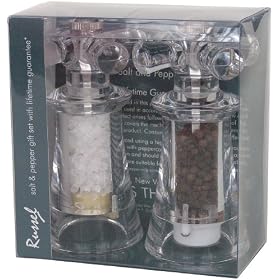 H & L Russel Ltd Tap Style Salt & Pepper Set, Clear Acrylic, Filled, 14 Centimetres