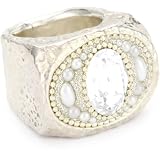 Orit Schatzman Sterling Silver Crystal Oval Ring, Size 8