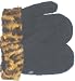 One Size Dark Navy Mitten Trimmed with Tiger Print Fur Cuff for Ages 0-2 Years