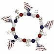 USA Theme Red White Blue American Flag Beaded Stretch Bracelet