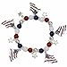 USA Theme Red White Blue Flag Beaded Stretch Bracelet