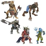 51QvFq71tTL. SL160  Papo Fantasy Battle Set with Tiger Man, Rhino Man, Mutant Fish Head, Dragon Man and Werewolf