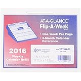 AT-A-GLANCE Flip-A-Week Weekly Refill 2016, 12 Months, 5.63 x 7 Inch Page Size, Base Sold Separately (SW705X50)