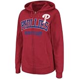 MLB Women's Philadelphia Phillies Real Flava Long Sleeve Full Zip Hoodie (Athletic Red Pepper Heather, Medium)