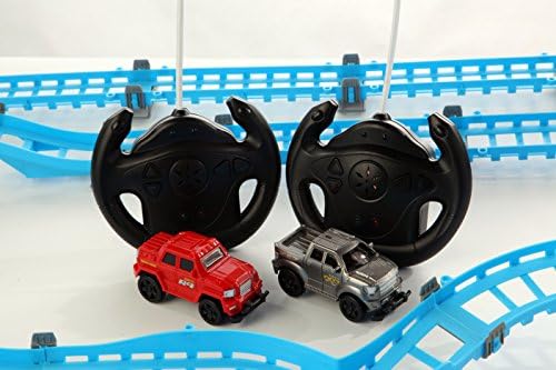 ManaToy Crazy Crash Remote control Slot Car Play-set with 2 RC cars and controllers. 68pc cars set with 20 feet of track!