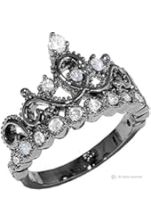 Sterling Silver Crown Ring / Princess Ring (Black Rhodium Plated)