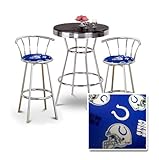 Chrome Bar Table & 2 Chrome 29" Indianapolis Colts NFL Fabric Seat Barstool ....