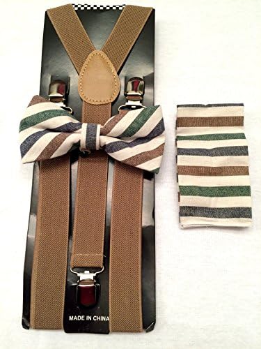 Adult Suspenders Tan Unisex's Bow tie &amp; Suspender Sets