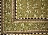 Block Print Primitive Paisley Tapestry-Dabu-Green-Twin