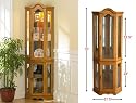 Lighted Curio Cabinet - Golden Oak