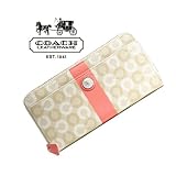 【正規品】<strong>COACH</strong> ウェイバリー コーテッド キャンバス 長財布 ライトカーキ × コーラル 43628