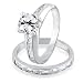 Bling Jewelry Sterling Silver 1.5-ct CZ Baguette Channel Set Engagement Wedding Ring Set - Size 5