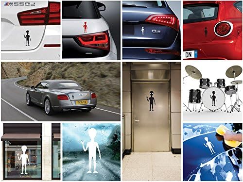 Decal Sticker Alien Figure Waving Decoration Bike Motorbike Bicycle Ve Red Dark (12 X 5.32 In)