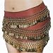SEXY BELLY DANCER COSTUME HIP SCARF - BROWN WITH GOLD COINS
