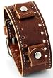 Nemesis Brown Wide Leather Cuff Wrist Watch Band