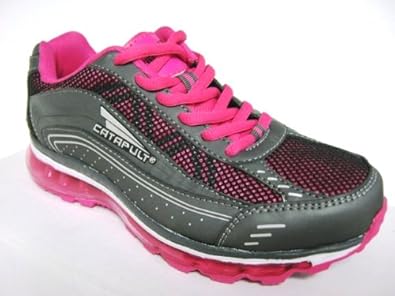 Women's Lace-Up Running Shoes-Gray/Pink, Sizes 5-11