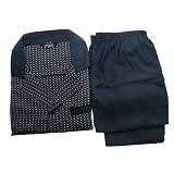 Ensemble de pyjama à manches longues pour homme, à motif petits points et en bleu marine