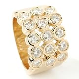 14K Gold Bezel Set Bubble Moissanite Ring