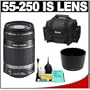 Canon EF-S 55-250mm f/4.0-5.6 IS Telephoto Zoom Lens + Canon 2400 DSLR Gadget Bag Case + Lens Hood + Cleaning Kit for Digital Rebel XS, XSi, T1i, T2i, EOS 50D, 60D & 7D Digital SLR Camera