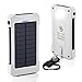 Solar Charger, 10000mAh Solar Power Bank Dual USB Port Portable Charger,Solar Battery Charger for iPhone,iPad,iPod,Cell Phone,Tablet,Camera,Rain-Resistant Dust-Proof and Shockproof (White)