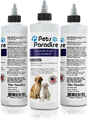 SPECIALLY FORMULATED Liquid Ear Cleaner for DOGS &amp; PUPPIES- 12 Fl Oz ♥ CLEANS, DRIES &amp; DEODORIZES The Ear Canal ♥ REMOVES Wax, CURES Ear Infections and STOPS All Itching and Irritation From Mites ♥ 100% SAFE and EFFECTIVE-GUARANTEED! ♥ Made in The USA.