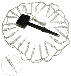 Solar Powered Icicle String Lights (Clear) (1"H x 12'W x 1"D)