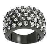 Tressa Black Rhodium-plated Brass Cubic Zirconia Ring (Sizes 5 - 9 available)