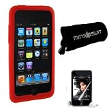 (Red) Apple iPod Touch 3rd Generation Silicone skin case cover for iPod Touch 2G 3G, iTouch 8GB, 16GB, 32GB, 64GB + LCD protector + MiniSuit Bag