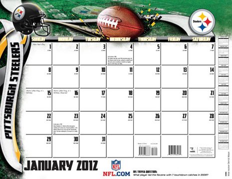 Turner Pittsburgh Steelers 2012 22x17 Desk Calendar