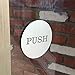 Push Pull Round Door Sign (Brushed Silver)
