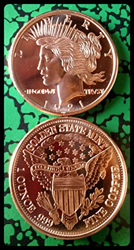 1 Peace Dollar 1 Oz .999 Pure Copper Dollar Coin