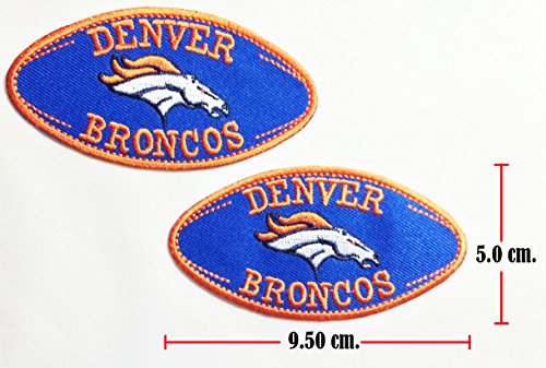 2 Pcs. Denver BRONCOS Logo Embroidered Iron on Patches Send from Thailand.