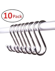 Office Product: S Hook - DefenderX Premium Round S Stainless Steel Hanging Hooks Hangers For for Plants, Gardening Tools, black Enamel Coated Metal, Holds up to 40 Lbs(Silver,10 Pcs) , Medium Size - DefenderX